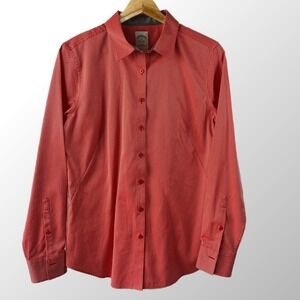 Brooks Brothers Womens Size 8 Fitted All‎ Cotton Button Up Shirt Red Tiny Dot